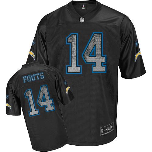 Men's Replica Dan Fouts Reebok Jersey Sideline Black United - #14 Throwback NFL Los Angeles Chargers
